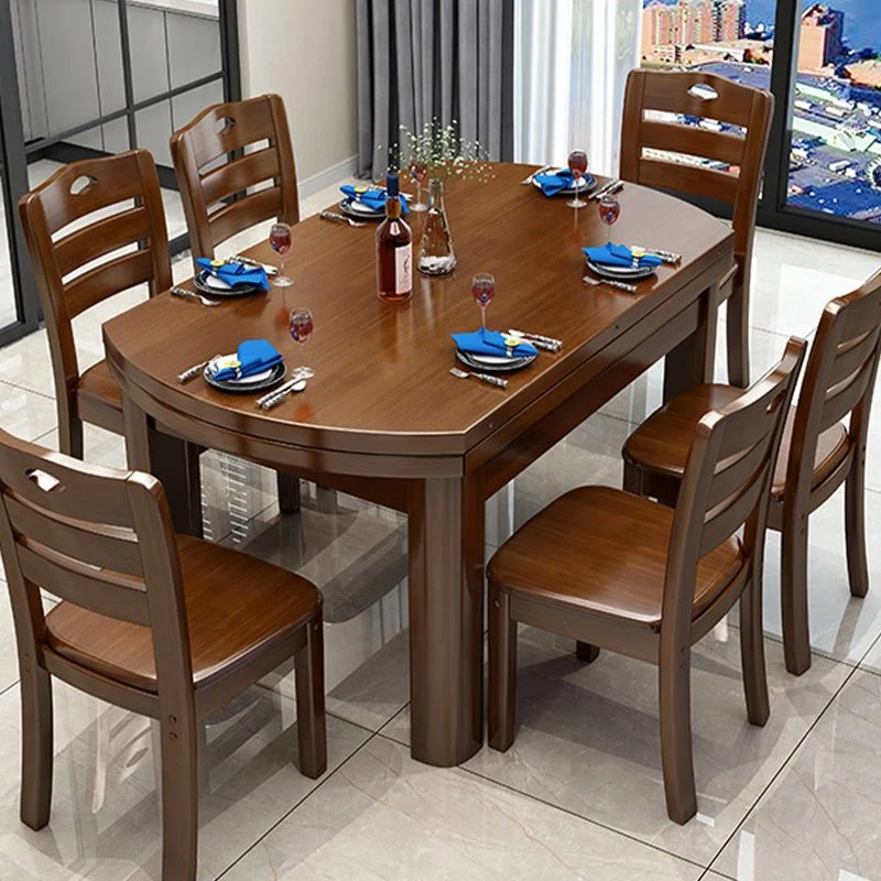 Tavolo da pranzo moderno rotondo Tavolo da pranzo con ribalte legno massello per sala da pranzo Clearhalo