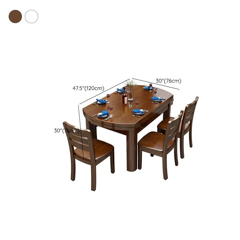 Tavolo da pranzo moderno rotondo Tavolo da pranzo con ribalte legno massello per sala da pranzo Clearhalo