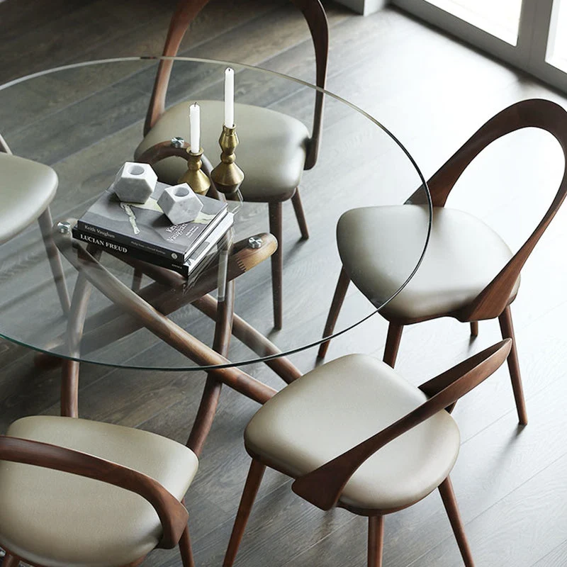 Tavolo da pranzo moderno rotondo vetro trasparente con piedistallo singolo Clearhalo