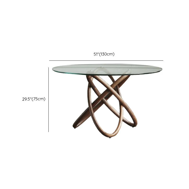 Tavolo da pranzo moderno rotondo vetro trasparente con piedistallo singolo Clearhalo