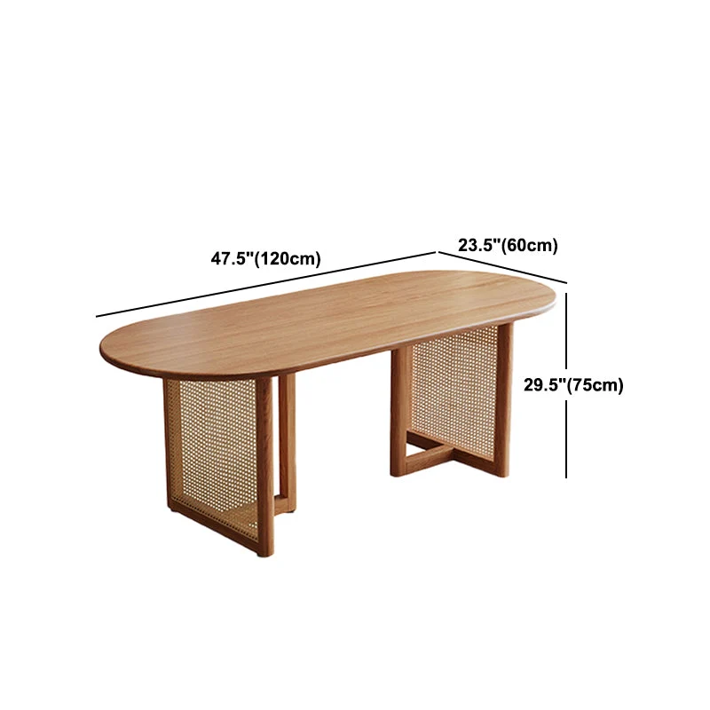 Tavolo da pranzo moderno da sala da pranzo legno massello di pino, collezione con base naturale Clearhalo