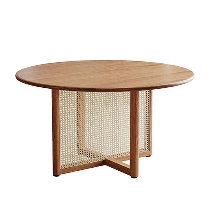 Tavolo da pranzo moderno da sala da pranzo legno massello di pino, collezione con base naturale Clearhalo