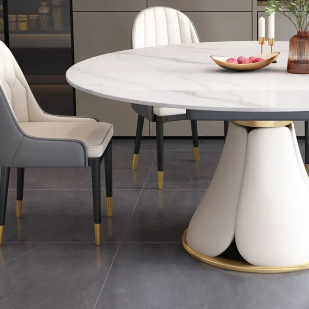 Tavolo da pranzo moderno scalabile bianco Tavolo pietra per sala da pranzo Clearhalo