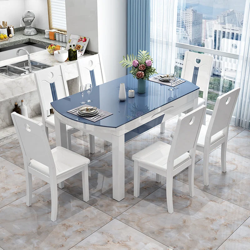 Tavolo da pranzo moderno scalabile vetro con gambe metallo per sala da pranzo Clearhalo
