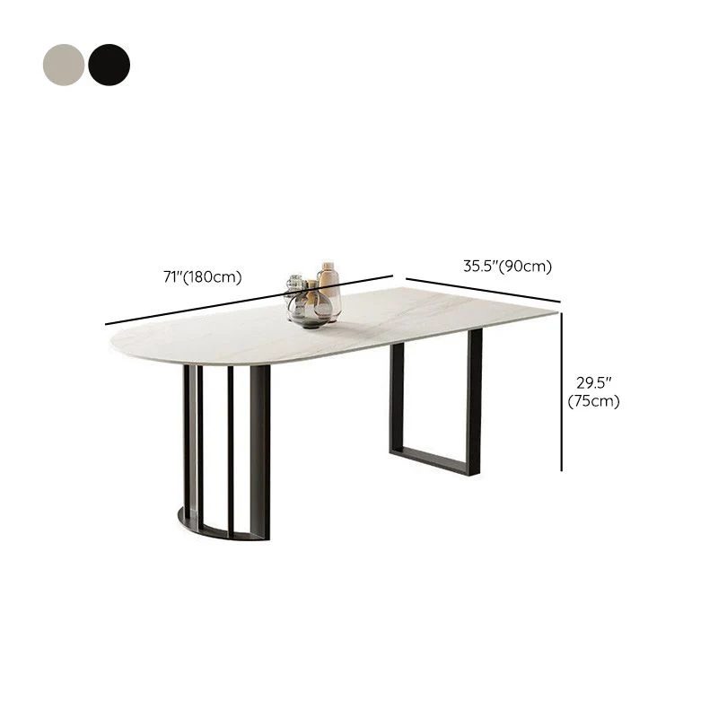 Tavolo da pranzo moderno Tavolo pietra sinterizzata con gambe metallo per uso domestico Clearhalo