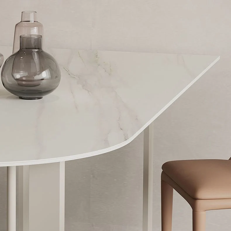 Tavolo da pranzo moderno Tavolo pietra sinterizzata con gambe metallo per uso domestico Clearhalo