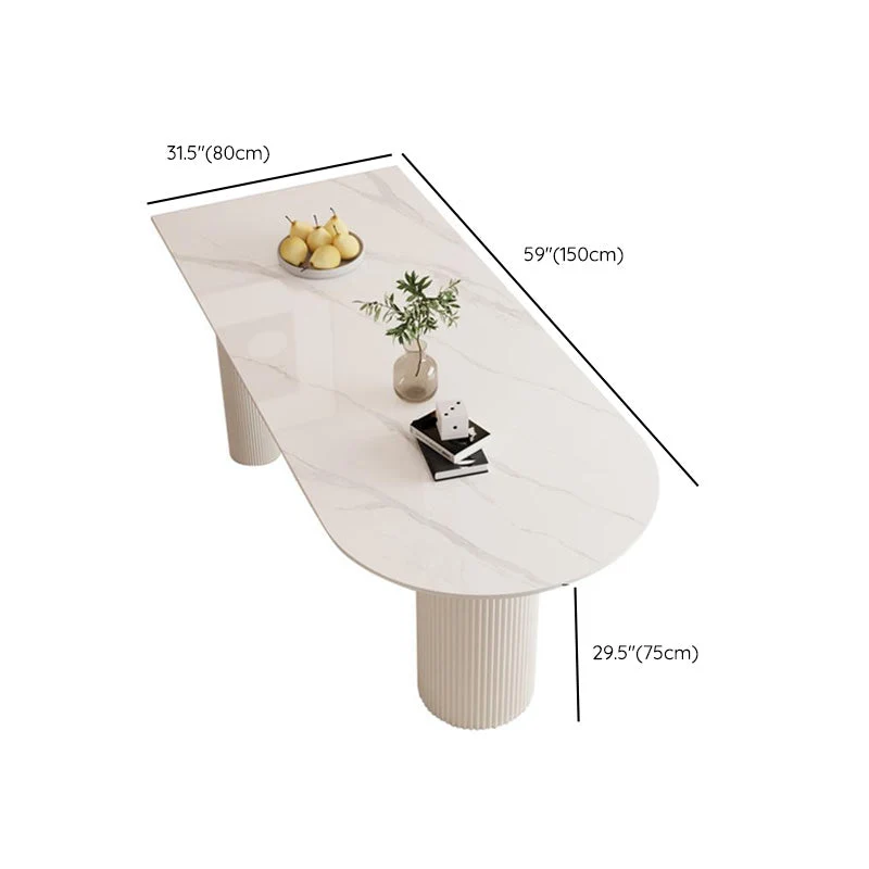 Tavolo da pranzo moderno Tavolo pietra sinterizzata con gambe legno per uso domestico Clearhalo