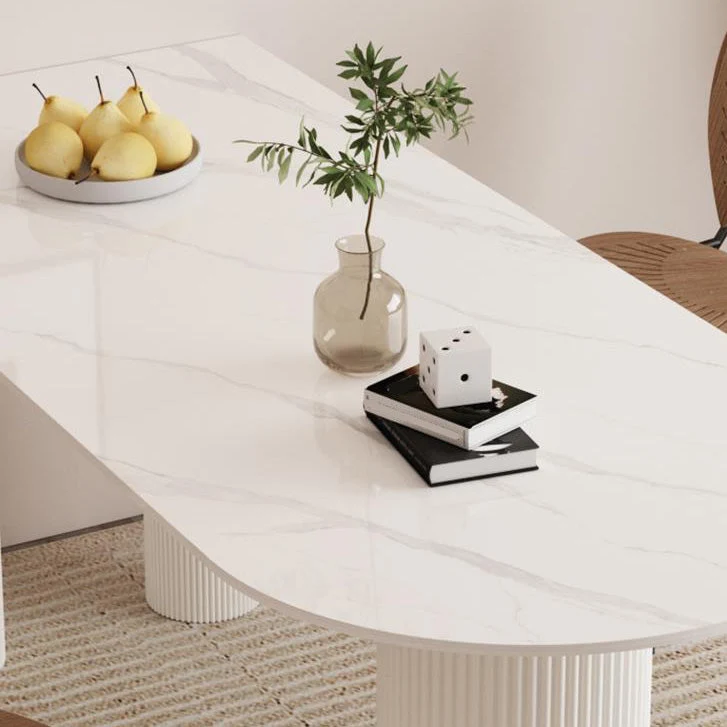 Tavolo da pranzo moderno Tavolo pietra sinterizzata con gambe legno per uso domestico Clearhalo