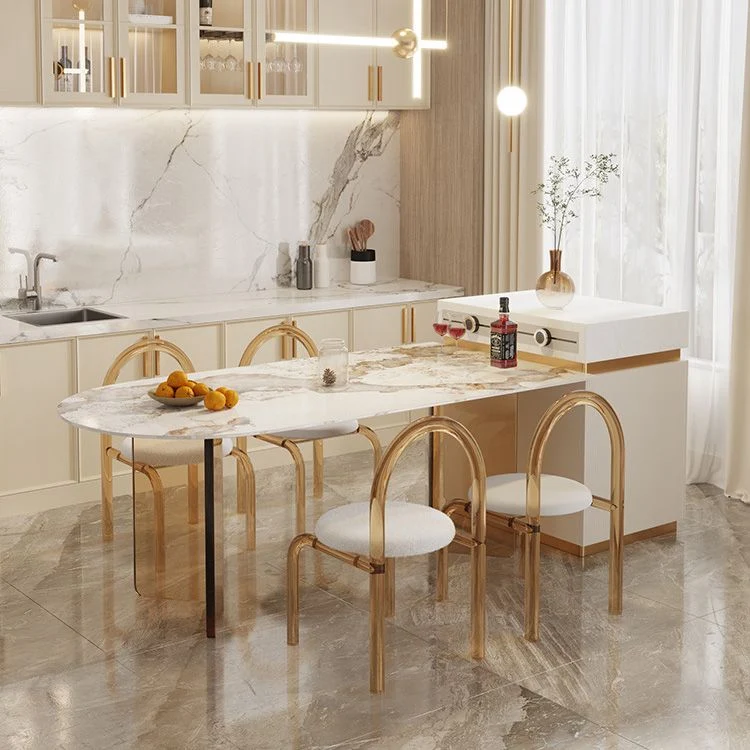 Tavolo da pranzo moderno Tavolo pietra sinterizzata con gambe acrilico per uso domestico Clearhalo