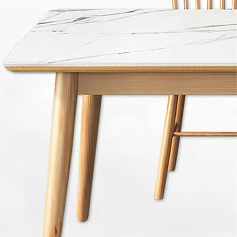 Tavolo da pranzo moderno Tavolo da pranzo con gambe legno di gomma naturale e piano bianco Clearhalo