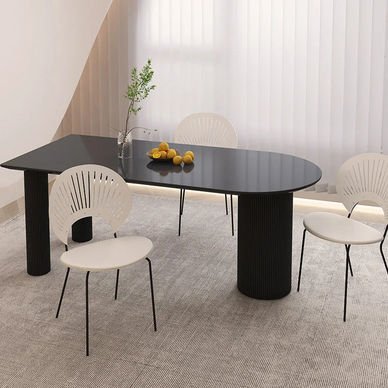 Tavolo da pranzo moderno Tavolo da pranzo con piano pietra con 3 gambe Clearhalo