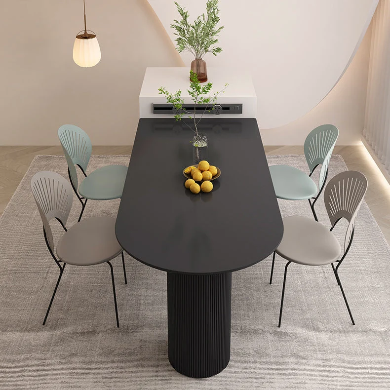 Tavolo da pranzo moderno Tavolo da pranzo con piano pietra con 3 gambe Clearhalo