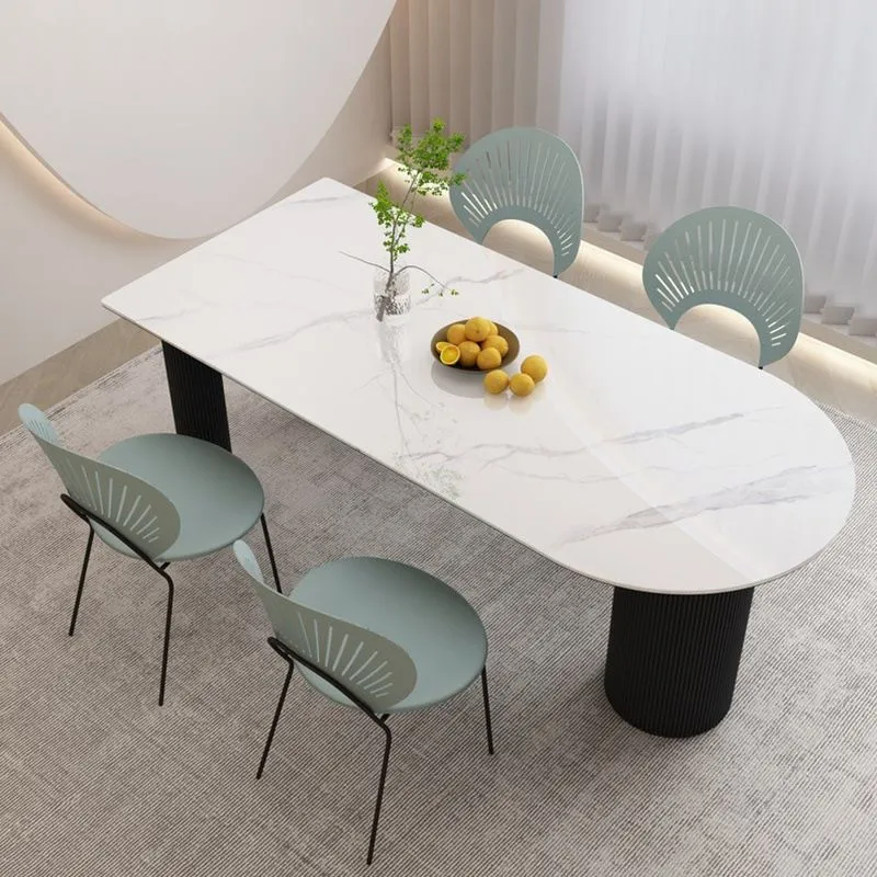 Tavolo da pranzo moderno Tavolo da pranzo con piano pietra con 3 gambe Clearhalo