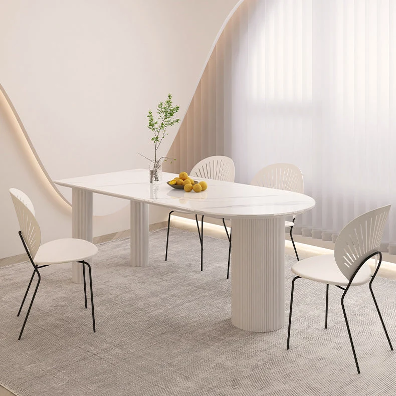 Tavolo da pranzo moderno Tavolo da pranzo con piano pietra con 3 gambe Clearhalo