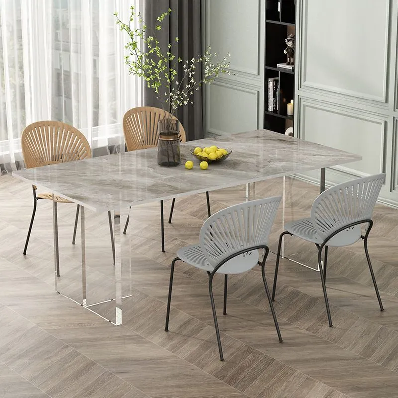 Tavolo da pranzo moderno Tavolo da pranzo rettangolare pietra per sala da pranzo Clearhalo
