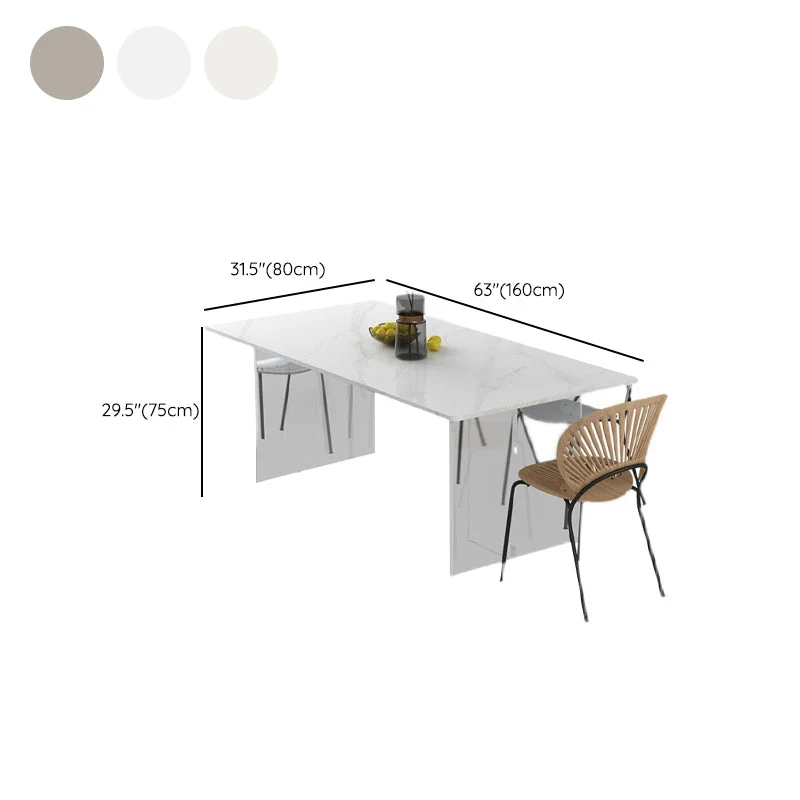 Tavolo da pranzo moderno Tavolo da pranzo rettangolare pietra per sala da pranzo Clearhalo
