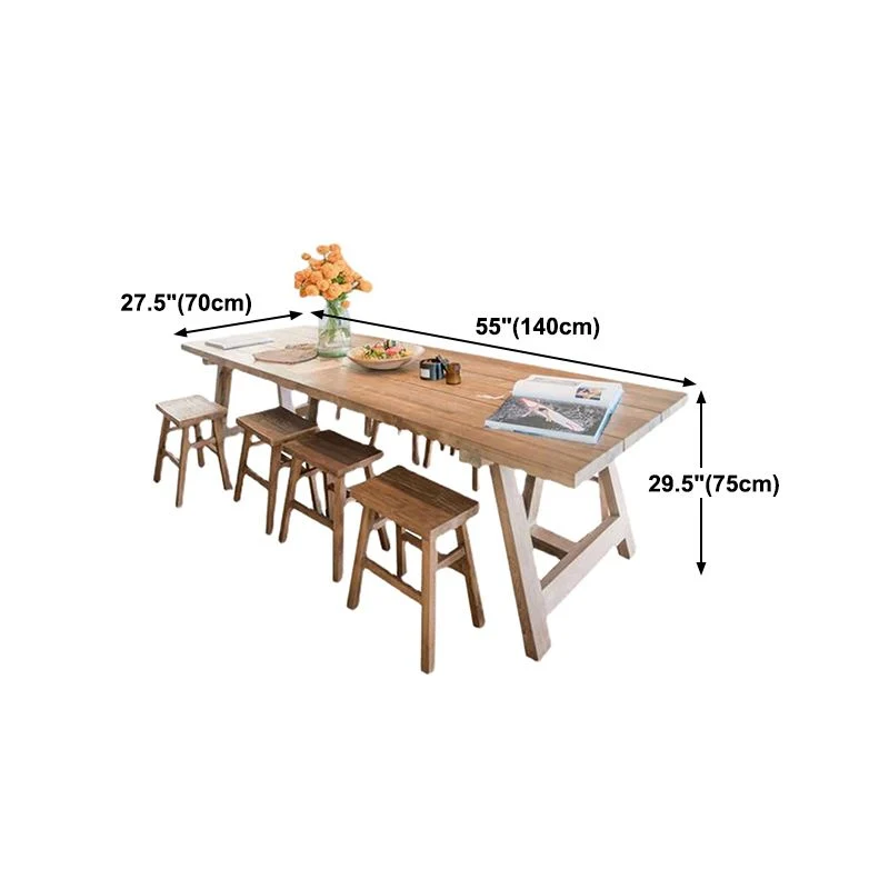 Tavolo da pranzo moderno Tavolo da pranzo rettangolare legno massello senza sedia Clearhalo