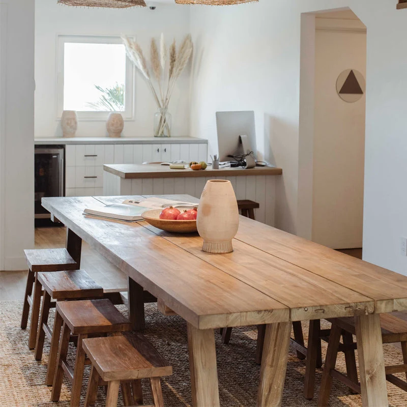 Tavolo da pranzo moderno Tavolo da pranzo rettangolare legno massello senza sedia Clearhalo