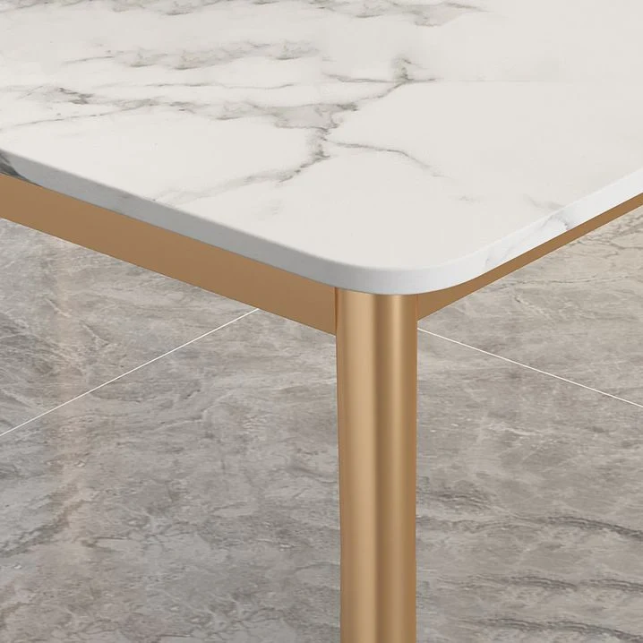 Tavolo da pranzo moderno Tavolo da pranzo rettangolare pietra con piano bianco per cucina Clearhalo