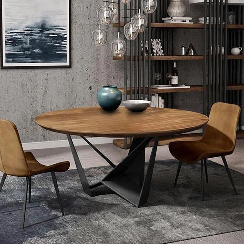 Tavolo da pranzo moderno Tavolo da pranzo rotondo legno massello per la cena cucina domestica Clearhalo