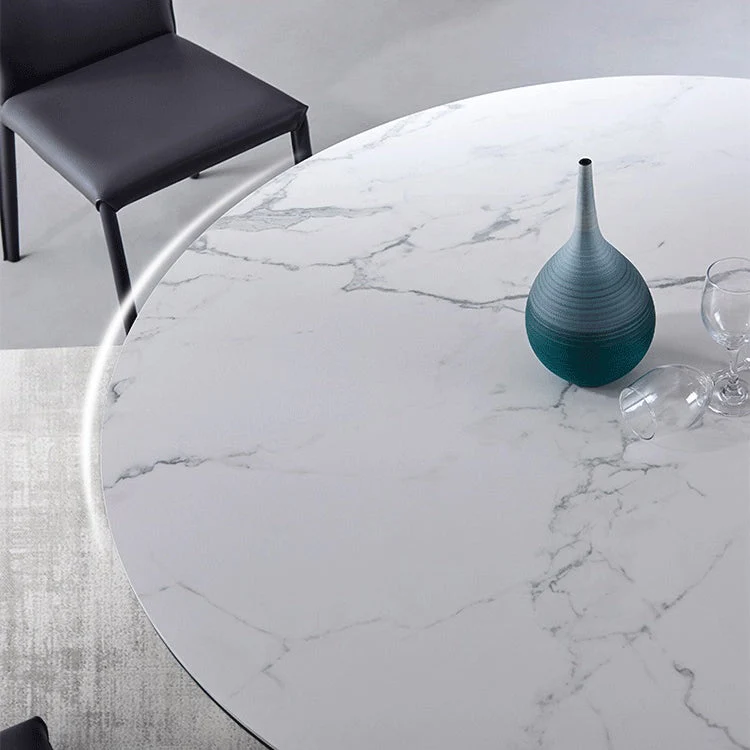 Tavolo da pranzo moderno Tavolo da pranzo rotondo pietra con base treppiede Clearhalo