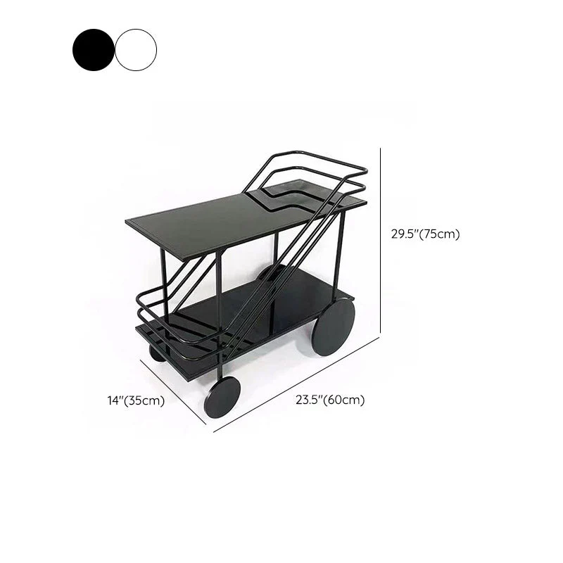 Tavolo da pranzo moderno vetro con carrello da cucina aperto Clearhalo