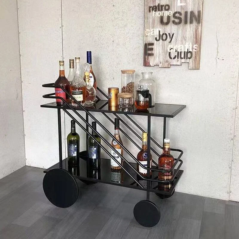Tavolo da pranzo moderno vetro con carrello da cucina aperto Clearhalo
