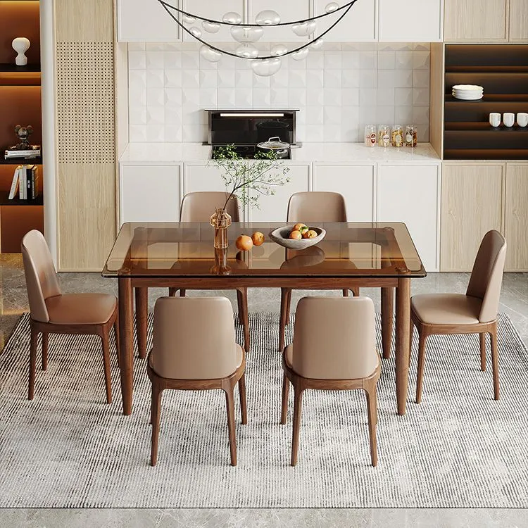 Tavolo da pranzo moderno vetro Tavolo da pranzo legno massello per sala da pranzo Clearhalo