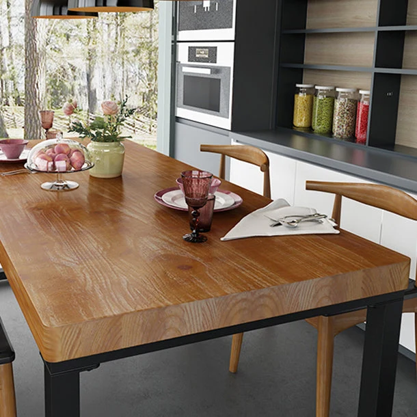 Tavolo da pranzo naturale e nero Tavolo da pranzo industriale legno e metallo Clearhalo
