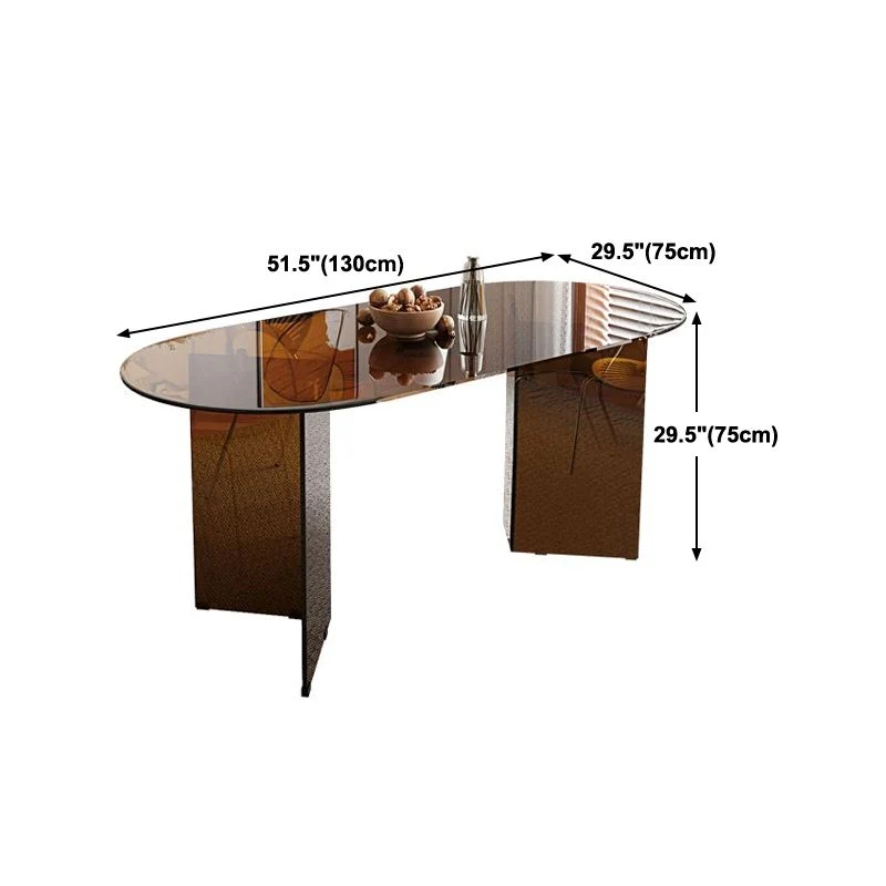 Tavolo da pranzo ovale con doppio piedistallo per mobili vetro stile semplicità per la casa Clearhalo