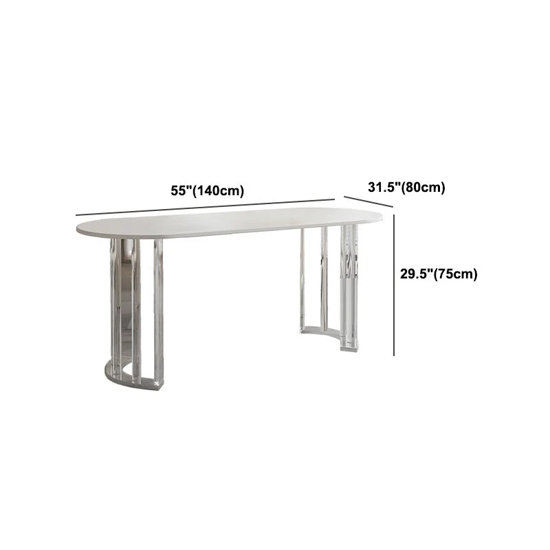 Tavolo da pranzo ovale con piano bianco Tavolo da pranzo pietra con base acrilico Clearhalo