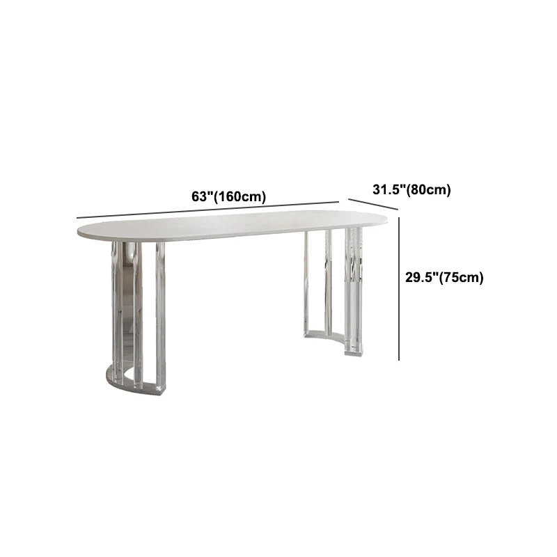 Tavolo da pranzo ovale con piano bianco Tavolo da pranzo pietra con base acrilico Clearhalo