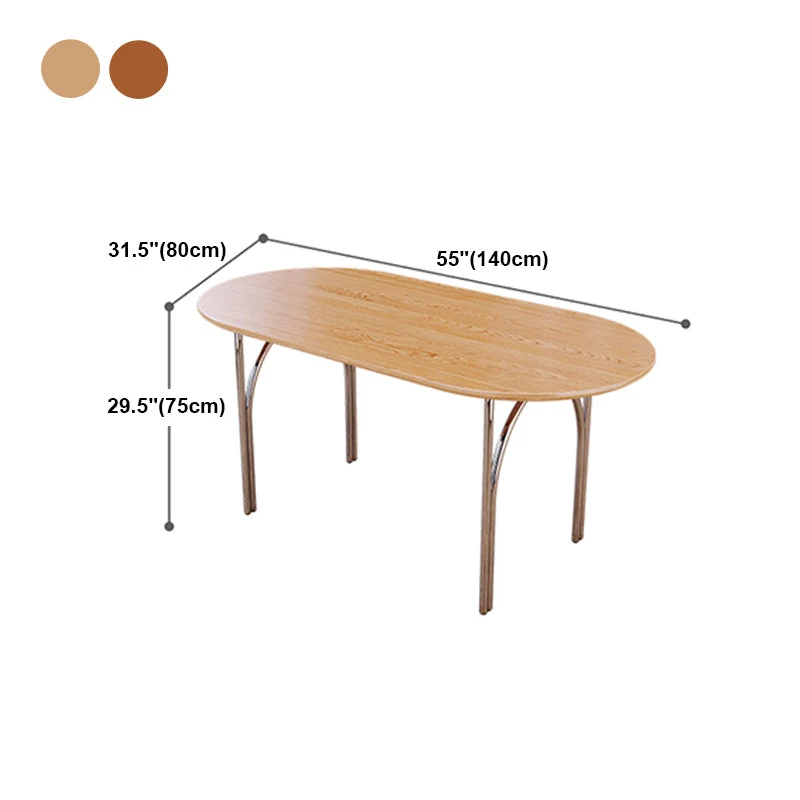 Tavolo da pranzo ovale 4 gambe acciaio Tavolo da pranzo moderno con piano legno e base cromata Clearhalo