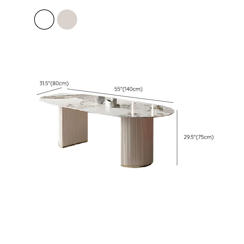 Tavolo da pranzo ovale Glam Tavolo pietra sinterizzata con gambe metallo per la casa Clearhalo