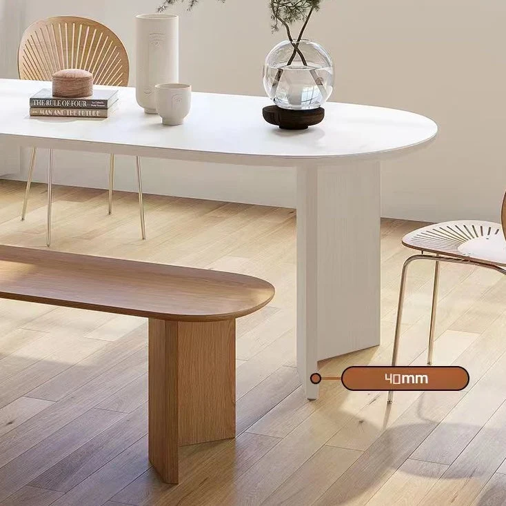 Tavolo da pranzo ovale legno massello bianco con doppio piedistallo Clearhalo
