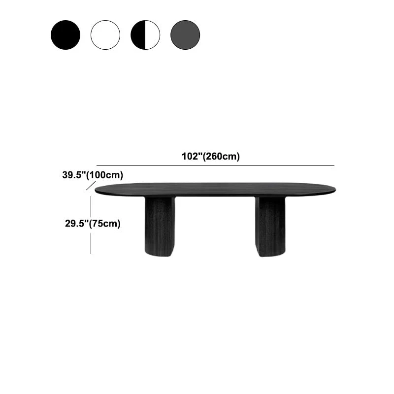 Tavolo da pranzo ovale legno massello Mobile moderno bianco-nero con doppio piedistallo per ufficio Clearhalo
