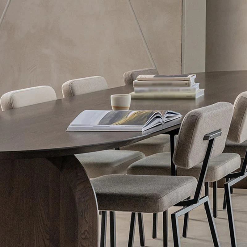 Tavolo da pranzo ovale moderno con piano legno massello Tavolo da pranzo con base legno Clearhalo