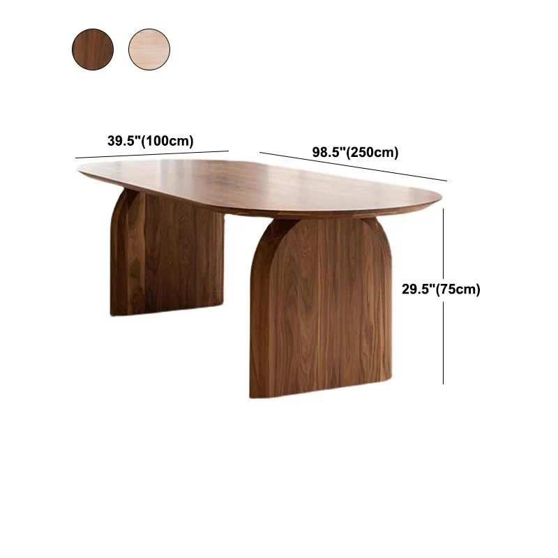 Tavolo da pranzo ovale moderno con piano legno massello Tavolo da pranzo con base legno Clearhalo