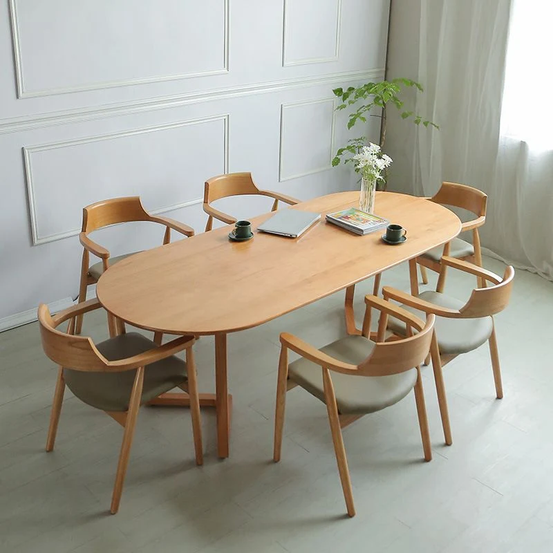 Tavolo da pranzo ovale moderno Tavolo da pranzo legno massello per uso domestico Clearhalo
