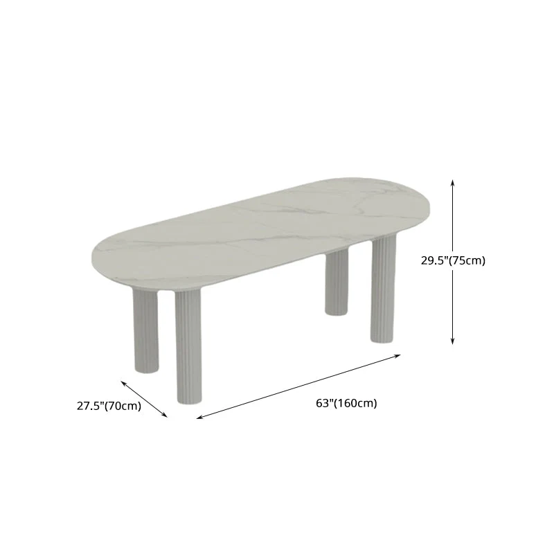Tavolo da pranzo ovale pietra Mobili semplici bianchi con doppio piedistallo legno massello Clearhalo