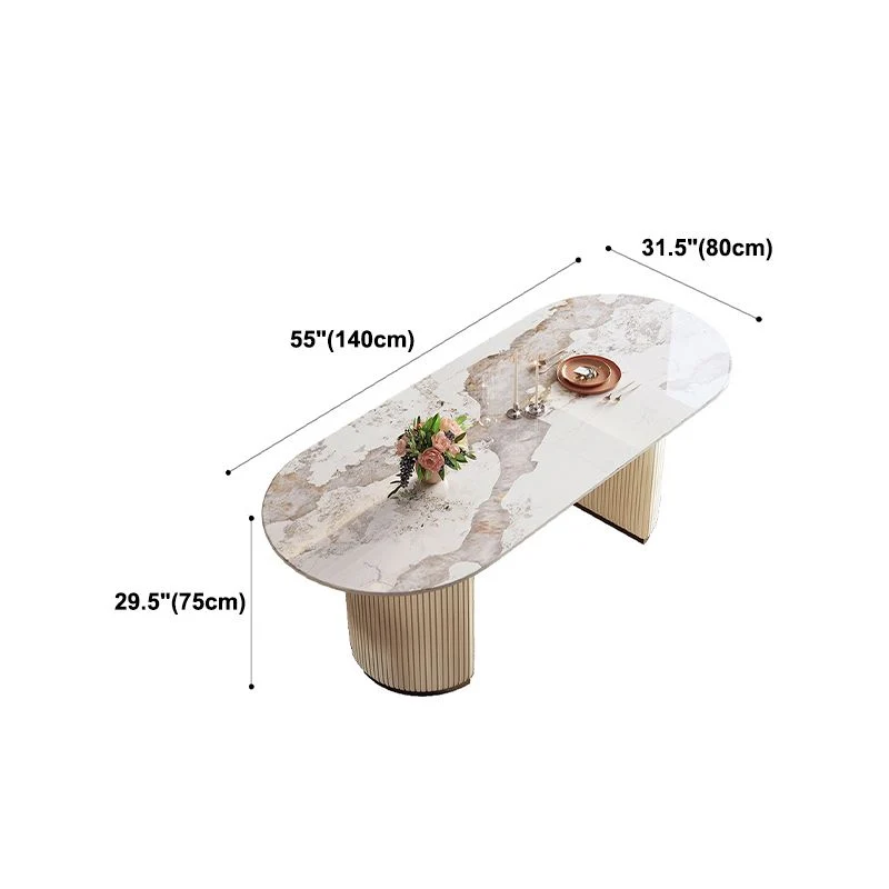 Tavolo da pranzo ovale pietra sinterizzata Tavolo da pranzo tradizionale di lusso Clearhalo