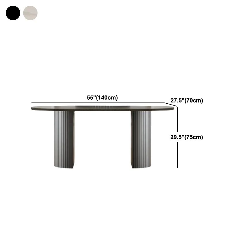 Tavolo da pranzo ovale Tavolo da pranzo moderno nero con doppio piedistallo Clearhalo