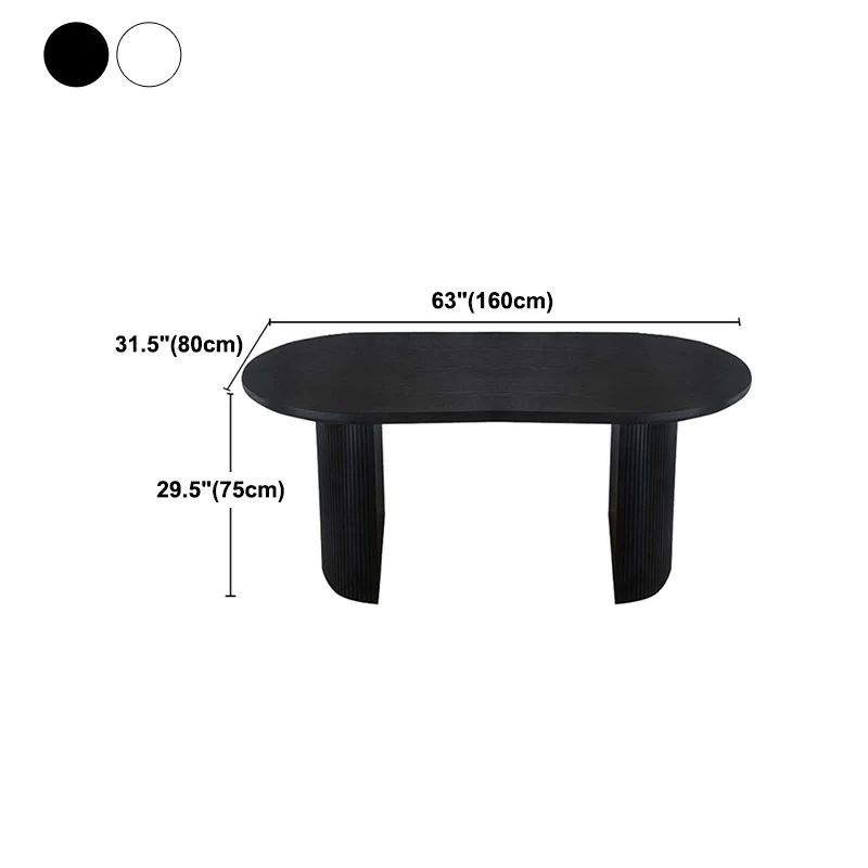 Tavolo da pranzo ovale Tavolo da pranzo moderno con base slitta nero Clearhalo