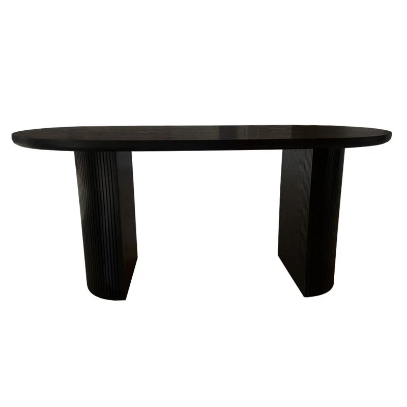 Tavolo da pranzo ovale Tavolo da pranzo moderno con base slitta nero Clearhalo