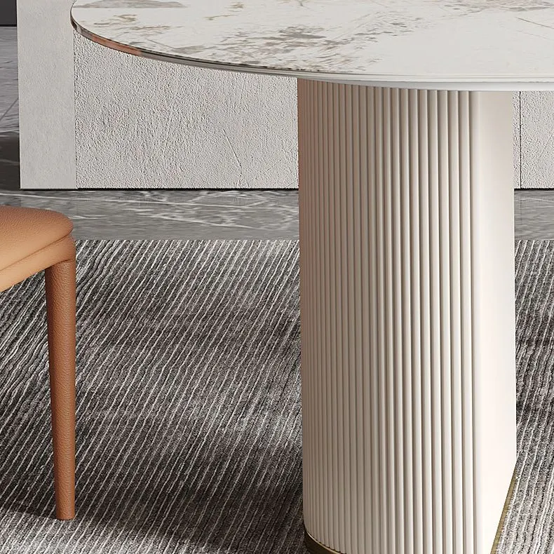 Tavolo da pranzo ovale Tavolo da pranzo tradizionale pietra di lusso con doppio piedistallo Clearhalo