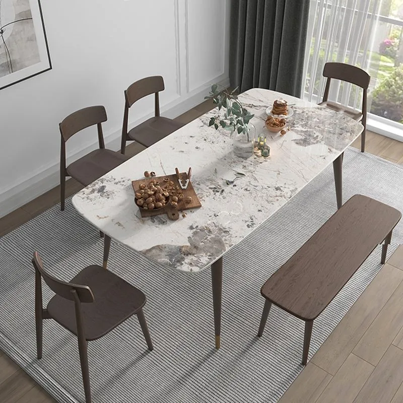 Tavolo da pranzo per la casa pietra sinterizzata Tavolo da pranzo moderno con 4 gambe Clearhalo