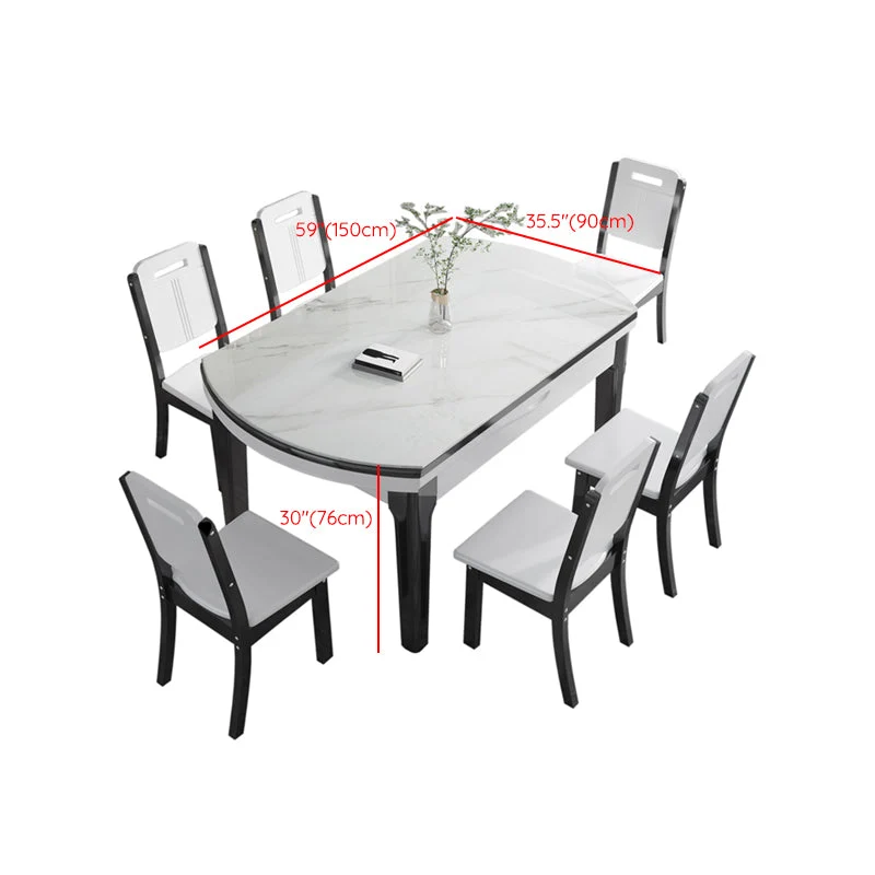 Tavolo da pranzo pieghevole con base legno Tavolo da pranzo moderno con piano pietra Clearhalo