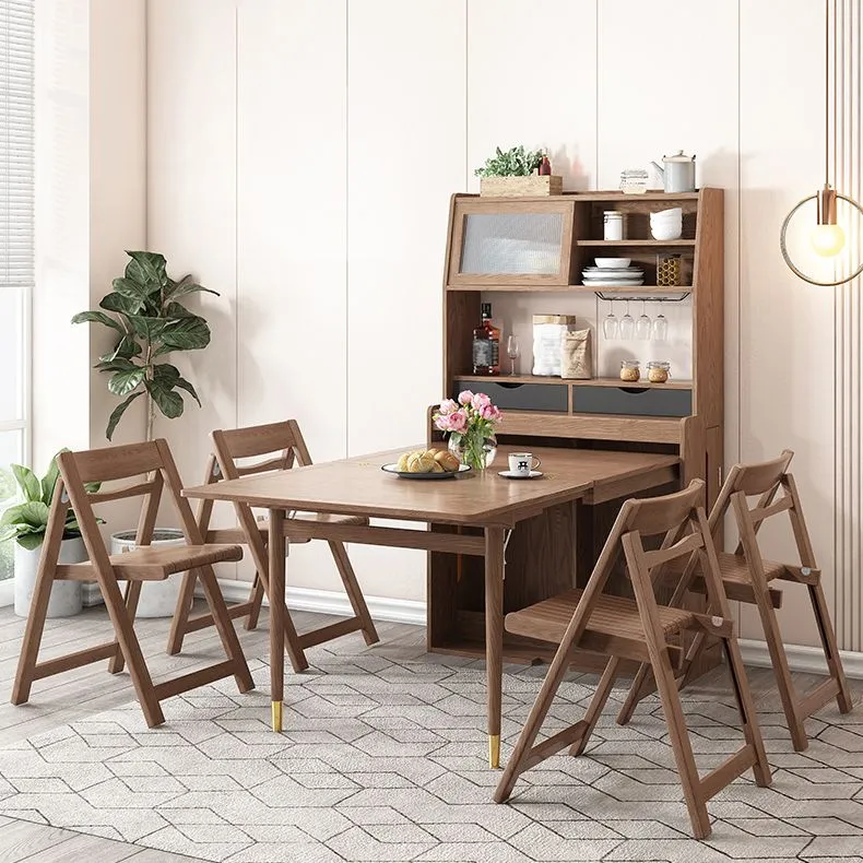 Tavolo da pranzo pieghevole con struttura legno massello Tavolo da pranzo rettangolare pieghevole con contenitore Clearhalo