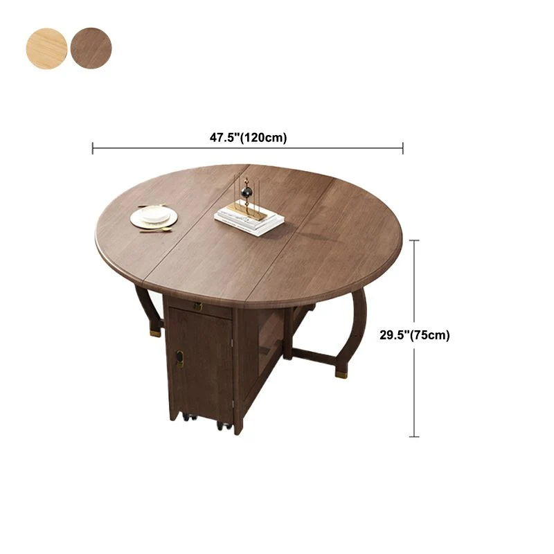 Tavolo da pranzo pieghevole legno di gomma Tavolo rotondo moderno medievale con base cavalletto portaoggetti Clearhalo