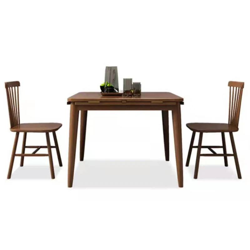 Tavolo da pranzo pieghevole moderno Mid-Century Tavolo da pranzo legno massello di Rubberwood con 4 gambe Clearhalo